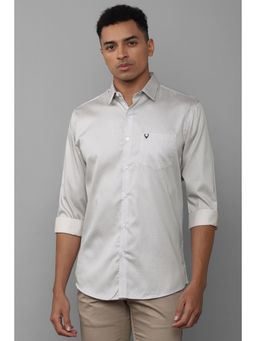 Allen Solly - Men Grey Slim Fit Print Full Sleeves Casual Shirts