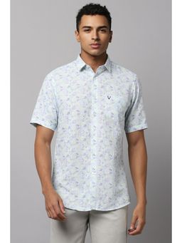 Allen Solly - Men White Slim Fit Print Half Sleeves Casual Shirts