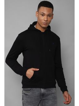 Allen Solly - Men Black Hooded Neck Full Sleeves Casual Sweatshirt