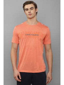 Louis Philippe - Men Orange Graphic Print Crew Neck T-Shirt