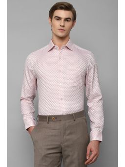Louis Philippe - Men Pink Classic Fit Print Full Sleeves Formal Shirt