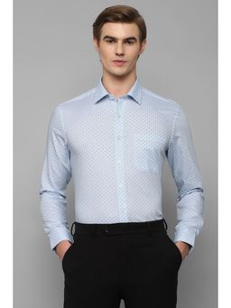 Louis Philippe - Men's Cotton Wrinkle Resistant Slim fit Light Blue Printed Formal Shirt
