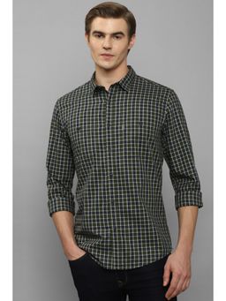 Louis Philippe - Men Olive Super Slim Fit Check Full Sleeves Casual Shirt