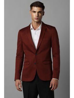 Louis Philippe - Men Maroon Super Slim Fit Solid Casual Blazer
