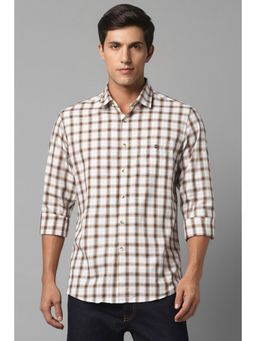 Louis Philippe - Men White Slim Fit Check Full Sleeves Casual Shirt