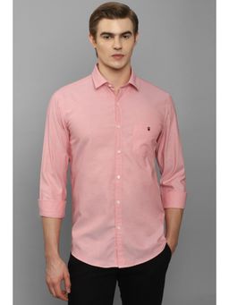 Louis Philippe - Men Pink Super Slim Fit Solid Full Sleeves Casual Shirt