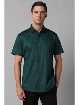 Louis Philippe - Men Green Slim Fit Print Half Sleeves Casual Shirt