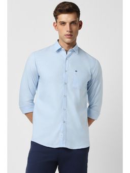 Peter England - Men Blue Slim Fit Solid Full Sleeves Casual Shirt