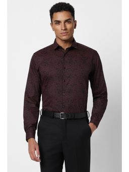 Van Heusen - Men Maroon Slim Fit Print Full Sleeves Formal Shirt