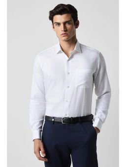 Van Heusen - Men White Regular Fit Textured Full Sleeves Formal Shirt