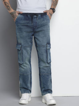 The Indian Garage Co - Men's Relaxed Fit Light Blue Solid Mid Rise Jeans