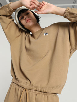 Puma - Downtown Oversized Crew Women's Beige Sweatshirt