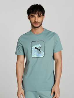 Puma - Graphics Wave Mens Green T-Shirt