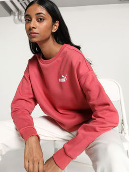 Puma - Essentials Relaxed Crew Fl Womens Red Sweatshirt
