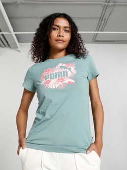 Puma - Essentials Flower Power Womens Green T-Shirt