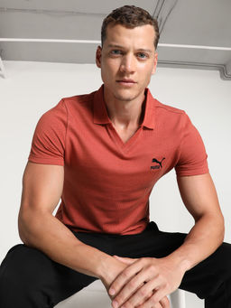 Puma - Classics Textured Mens Brown Polo T-Shirt