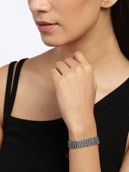 Blueberry - Metallic Stone Embellished Bracelet