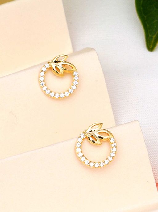 Buy Karatcart KUNUZ by Gold Plated 925 Sterling Silver Round Stud