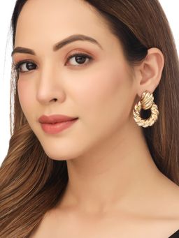 NVR - Gold Toned Circular Drop Earrings