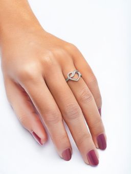 Silberry - 925 Sterling Silver Heart Swirl Ring for Women