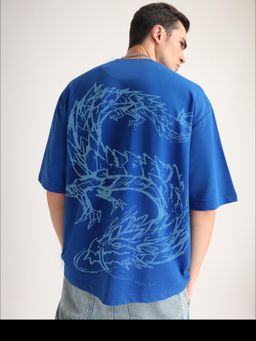 Weezy - Premium Royal Blue Dragon Oversized T-Shirt