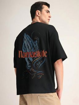 Weezy - Premium Jet Black Namastute Oversized T-Shirt