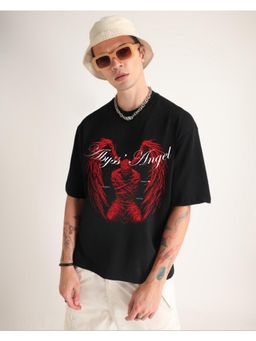 Weezy - Premium Jet Black Abyss Angel Oversized T-Shirt