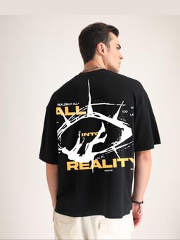 Weezy - Premium Jet Black Fall Into Reality Oversized T-Shirt