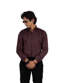 MENOIR - Wave Embroidered Wine Shirt