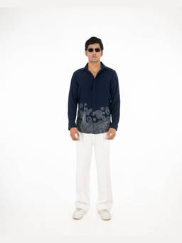 MENOIR - Starry Night Navy Blue Bombario Shirt
