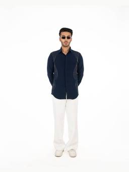 MENOIR - Horizon Chain Navy Blue Shirt
