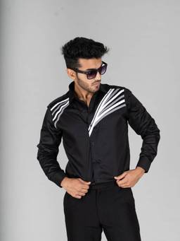 MENOIR - Arch Stripes Black Shirt