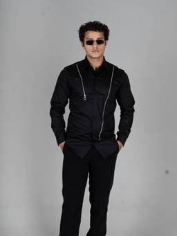 MENOIR - Dia Zip Black Shirt