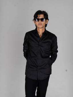 MENOIR - Sleeve Buckle Black Shirt