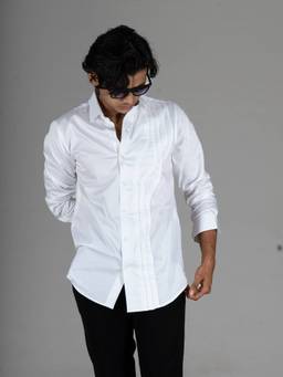 MENOIR - Side Pleat White Shirt