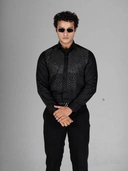 MENOIR - Iconic Bead Embroidered Black Shirt