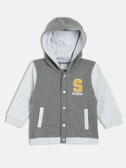 MINI KLUB - Baby Boys Grey Hooded Full Sleeve Knit Sweat Jacket