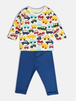 MINI KLUB - Baby Boys Round Neck Long Sleeve Knit T-Shirt & Pant (Set of 2)