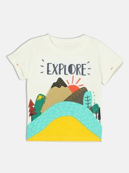 MINI KLUB - Baby Boys Marshmallow Round Neck Kimono Sleeve Knit T-Shirt