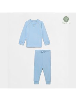 Cocoon Care - Cerulean Bamboo Knitted Cotton Full Sleeve Co-Ords for Babies (Set of 2)