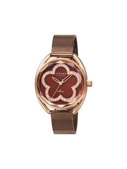 Strand by Obaku - Rose Walnut Quartz Mop Oval Crystal Dial Womens Watch S734LXVNMN
