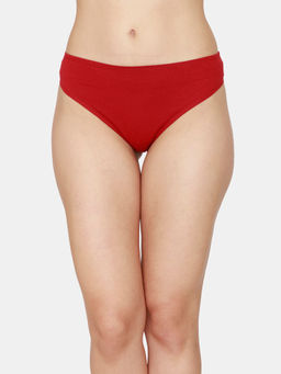 Zivame - Low Rise Cotton Thong - Garnet - Red