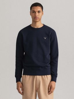GANT - Men Navy Blue Solid Regular Fit Sweatshirt