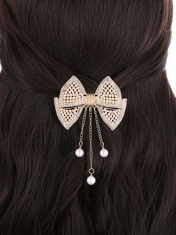 Stol'N - Bow Tie Style Bow Pearl Tassel Hair Clip