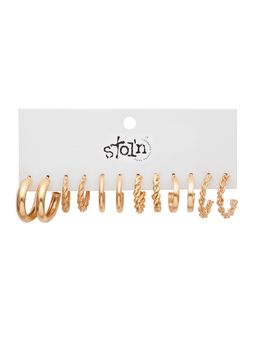 Stol'N - Golden Hoop Earrings (Pack Of 6)