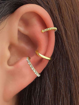 Stol'N - Alloy Geometric Ear Cuffs (Pack Of 3)