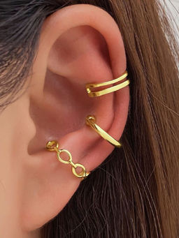 Stol'N - Alloy Gold Ear Cuffs (Pack Of 3)