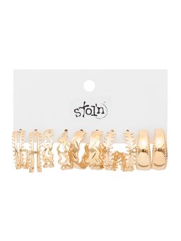 Stol'N - Golden Hoop Earrings (Pack Of 5)