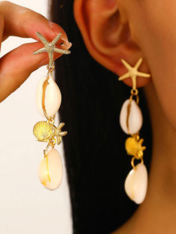 Stol'N - Alloy Starfish Shell Drop Earrings