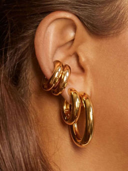 Stol'N - Gold Alloy Round Ear Cuff (Pack Of 4)